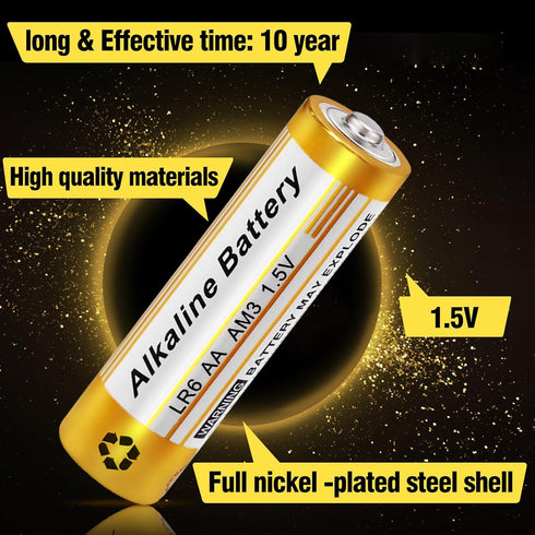 AA Batteries High Performance LR6 1.5V Double A Battery for Night Vision Devices, Alarm, Clock, Controller, 4pcs AA Size Alkaline Batteries for Al...