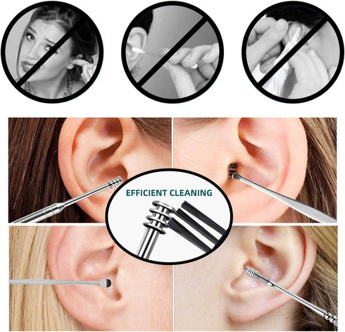 Ear Wax Removal Kit, Ear Cleansing, Cleaning Brush and Storage Box, One-Piece Ear Picker Design for Adults and Kids (White)...