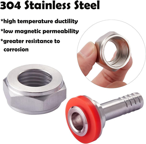 Stainless Steel 304 Beer Keg Coupler Fitting & Check Valve & Beer Washer Gasket,Beer Keg Coupler Accessories Kit for Sankey Couplers D Type Couple...