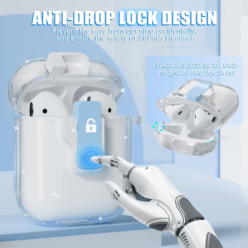 ?with Safety Lock? Clear Case for AirPods 2nd Generation Case 2019 with Cleaner Kit,Only Compatible with for Apple AirPods 2ndt Gen Wireless Charg...