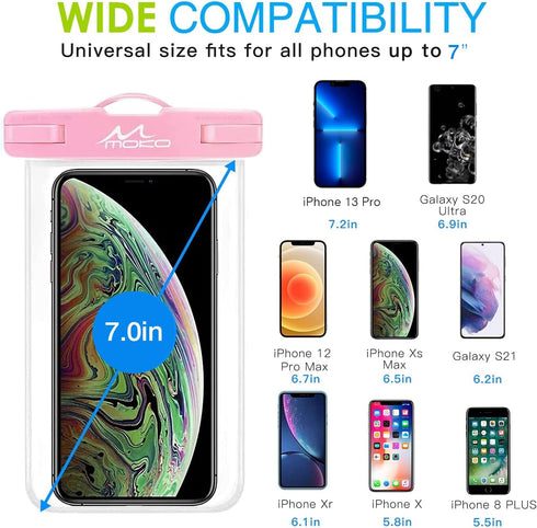 MoKo Waterproof Phone Pouch 3Pack, Underwater Phone Case Dry Bag with Lanyard Compatible with iPhone 14 13 12 11 Pro Max X/Xr/Xs Max/SE 3, Galaxy ...
