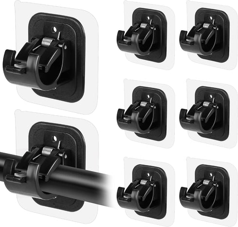 8PCS No Drill Curtain Rod Brackets No Drilling Self Adhesive Curtain Rod Holder Hooks Nail Free Curtain Rod Hooks Curtain Hangers for Bathroom Kit...