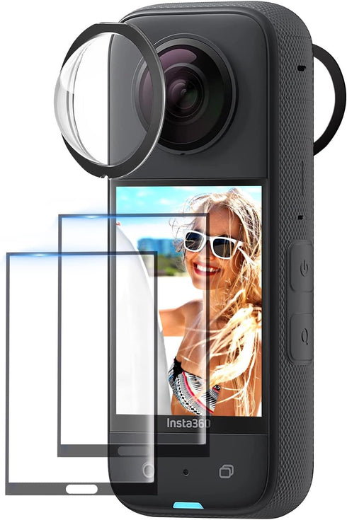 CYNOVA Insta 360 X3 Sticky Lens Guard Screen Tempered Film Set, Screen Protector for Insta360 X3 Accessories LCD Tempered Glass 9H Hardness...