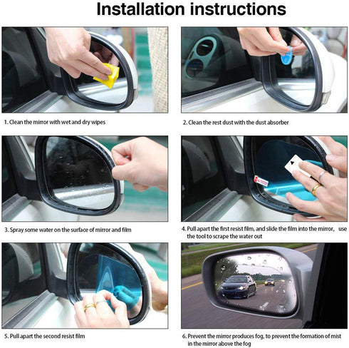 12Pcs Car Rearview Mirror Film, LeeLoon Anti Fog Anti Glare Anti Scratch Anti Mis Rainproof Waterproof HD Nano Clear Protective Sticker Film for C...