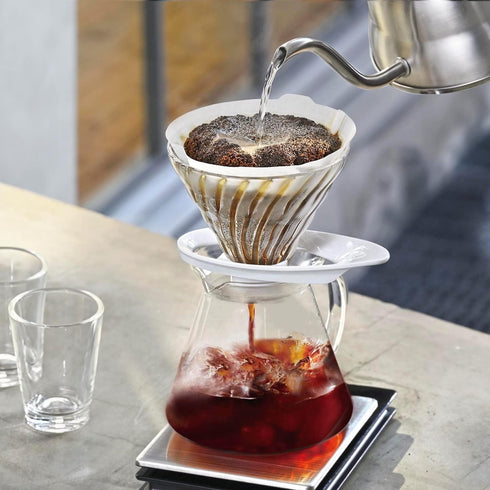 HARIO V60 VDGR-01-W Heat Resistant Glass Transparent Dripper, 01, For 1 to 2 Cups, White, Made in Japan...
