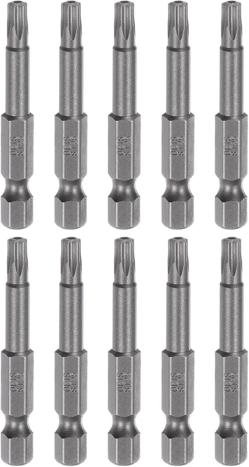10pcs TS25 Star 5 Point Screwdriver Bit 1/4" Hex Shank 2" Length Magnetic Security Torx Head Screw Driver Power Tool...