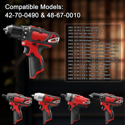 42-70-0490 Belt Clip Kit For Milwaukee M12 12V Power Tools: 4PCS Drill M12 Impact Driver Tool Clips Hook Set with Screws for Secure Tool Holding -...