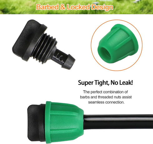 1/4 Inch Drip Irrigation Fittings, Lock Barbed End Caps for ¼ in. Tubing, 30 Pieces Barbed End Plugs Drip Parts Locked End Cap Connectors, Drip Li...