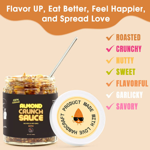 SAUCE UP 100% Natural Nut-Crunch 6oz- Premium Ingredients, Vegan, Keto, GF, Zero Msg, Flavor Bomb, (Roasted, Crunchy, Nutty, Sweet, Flavorful, Sav...