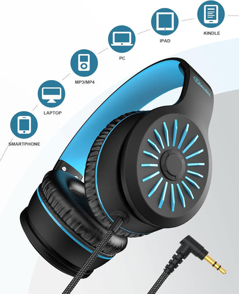 Elecder i45 Black Wired Headphones, Immersive Hi-Fi Stereo Bass, Lightweight and Folding, 4.9ft Nylon Woven Rope, Ideal for School, Travel, Home, ...