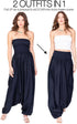 likemary Harem Jumpsuits for Women – Flowy 2-in-1 Romper Converts into Balloon Pants with Pockets in Silk Look Fabric...