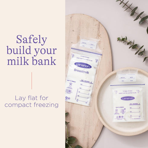 Lansinoh Breastmilk Storage Bags, 50 Count, Easy to Use Breast Milk Storage Bags for Feeding, Presterilized, Hygienically Doubled-Sealed for Refri...