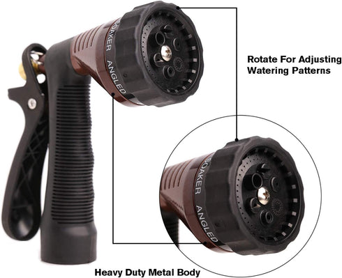 GREEN MOUNT Water Hose Nozzle Spray Nozzle, Metal Garden Hose Nozzle with Adjustable Spray Patterns, Perfect for Watering Plants, Washing Cars...