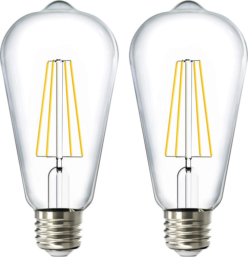 Sunco Lighting - 2 Pack Dusk to Dawn Light Bulbs LED Edison 2700K Soft White, CRI90 7W Equivalent 60W, Vintage Style ST64 Extra Bright Automatic B...