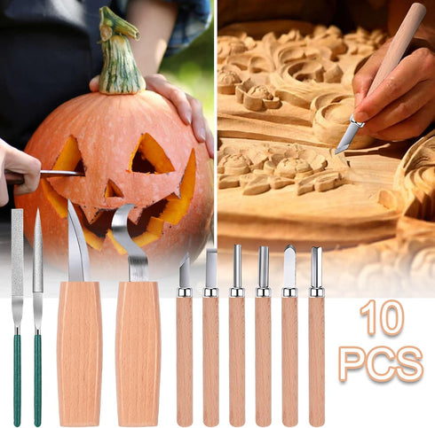 Wood Carving Kit Box Wood Carving Tools Hand Carving Knife Set with hand Files for Wood,Model,Spoon,Pumpkin, Vegetables Carving Kit for Kids Adult...