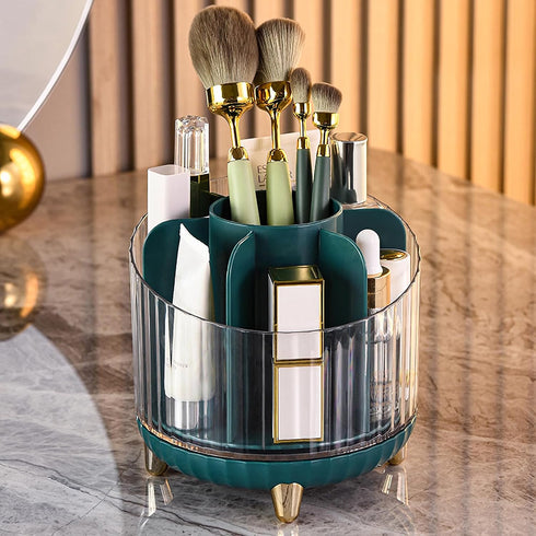 CANITORON Makeup Brush Holder,360°Rotating Makeup Brush Case,Multiple Region Storage Skincare Organizer,Cosmetic Display Cases for Vanity,Office D...