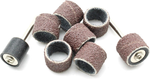 TEMO 100 pc 1/2 Inch Sand Drum Grit 60 Coarse with 2 pc 1/8 Inch Mandrel for Dremel Rotary Tools...