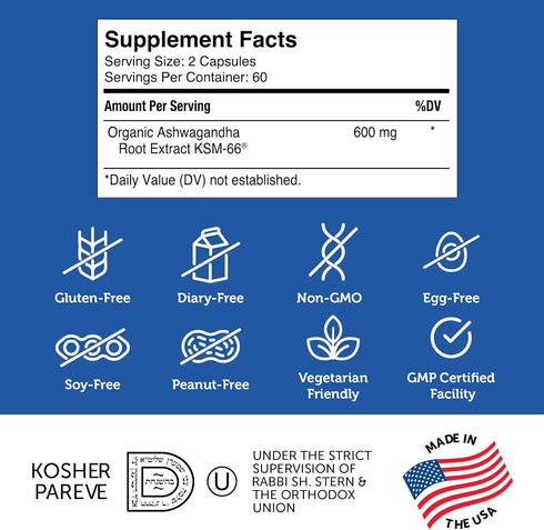 Zahler Ashwagandha Capsules, KSM-66 Aswhagandha 600mg Supplement, Relaxation and Stress Support, Kosher, 60 Capsules...