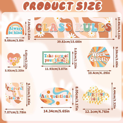 Class Rules Bulletin Board Decorations Groovy Classroom Rules Motivational Bulletin Board Cutouts Retro Class Rules Bulletin Board Behavior Educat...