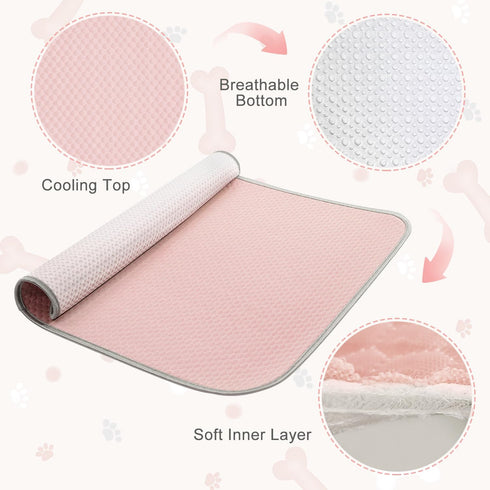 Summer Dog Cooling Mat Washable Ice Silk Self Cool Pad for Small Medium Large Dogs and Cats, Pet Sleeping Pad for Crate, Bed, Indoor & Outdoor Flo...