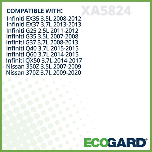 ECOGARD XA5824 Premium Engine Air Filter Fits 2008-2013 INFINITI G37, 2009-2021 Nissan 370Z, 2007-2008 INFINITI G35, 2014-2017 QX50, 2008-2012 EX3...