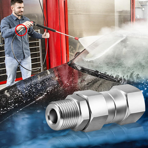 Boltigen Pressure Washer Swivel, 3/8 NPT Thread Pressure Washer Stainless Steel Swivel Joint Fittings, 360°Degree Kink Free Connector, 5000 PSI...