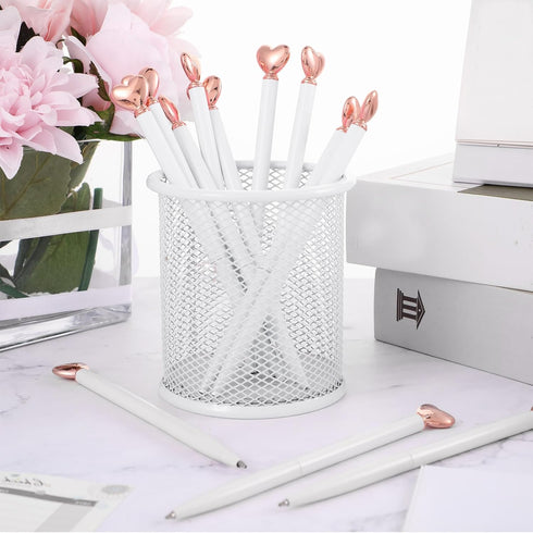 Thenshop 24 Pcs Heart Shaped Pens Retractable Metal Cute Pens 1.0 mm Black Ink Ballpoint Decorative Pens Engagement Gifts for Women School Office ...