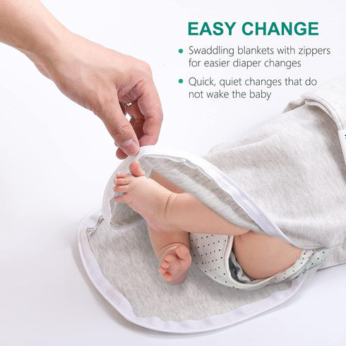 Baby Swaddle Blanket with Zipper?Easy Diaper Changing Swaddle Sleep Sack, Swaddle Wrap for Baby Boys Girls 0-3 Months, Adjustable Sleeping Bag Hel...
