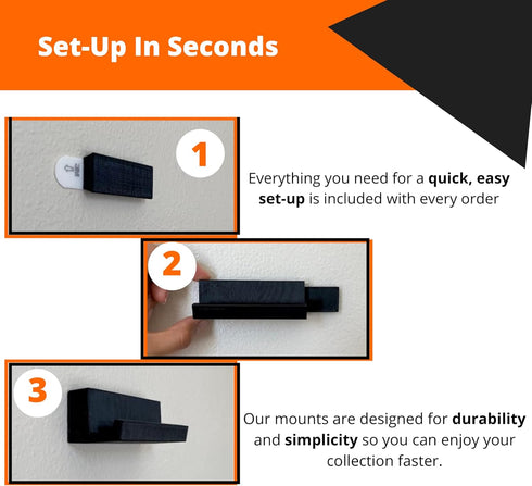 Vinyl Record Wall Mount- 5 Pack | No Wall Damage | Floating Shelf | Black & White Album Holder | Display Your Best LPs...