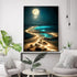 Moonlight Stamped Cross Stitch Kits - Beach Night Landscape Counted Cross Stitch Kits for Beginners Adults Needlepoint Cross-Stitch Patterns Dimen...