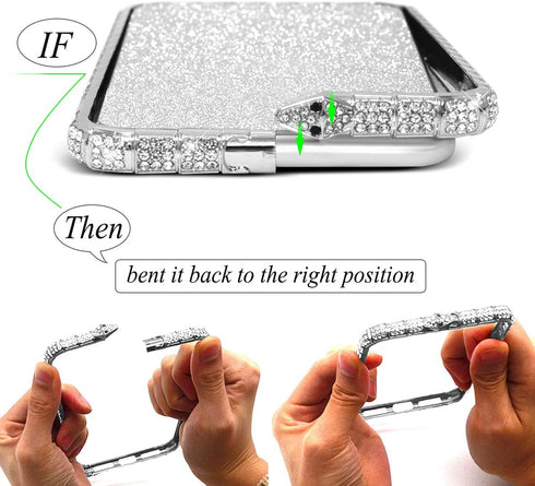 Fusicase for iPhone XR Diamond Case Glitter Sticker Bling Rhinestone Crystal Metal Bumper Frame Case Cute Luxury for Women Girls Shiny Sparkle Ele...