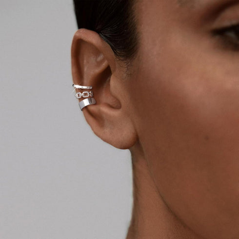 Moodear 3Pcs Chunky/Thin Ear Cuff Non Piercing - Dainty 925 Sterling Silver Cubic Zirconia Huggie Cuffs Trendy Cuff Cartilage Earrings for Women J...