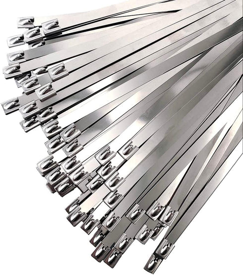 HS Metal Zip Ties Stainless Steel Cable Tie 11.8 Inch (100 Pack) Extra Heavy Duty Self-Locking Strap Ties 225 Lbs Perfect for Exhaust,Fence Outdoo...