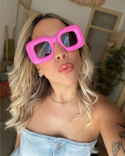 VANLINKER Cute Square Inflated Sunglasses for Women Men Trendy Chunky Glasses Retro Thick Frame Funny Mask Shades VL9733...