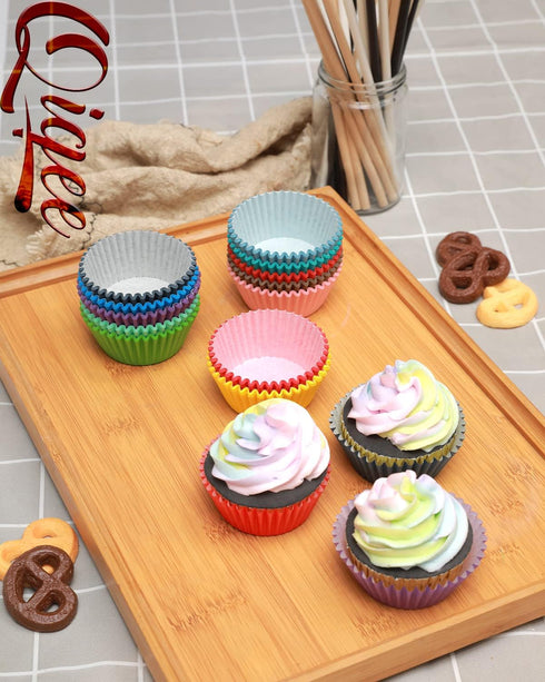 qiqee Cupcake Liners Muffin Cupcake Cups 300-Count Food Grade 12 Solid Color Cupcake Papers Baking Cups Cupcake Wrappers...