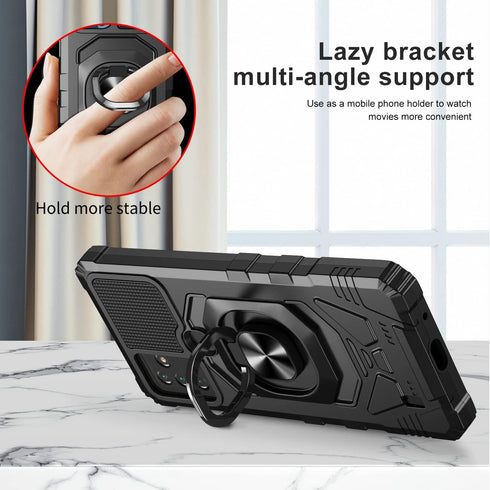 for Wiko Voix Case with Screen Protector,Built-in Magnetic Car Ring Stand,Full Body Protection Frosted PC Back Soft TPU Bumper Raised Corner Edge ...