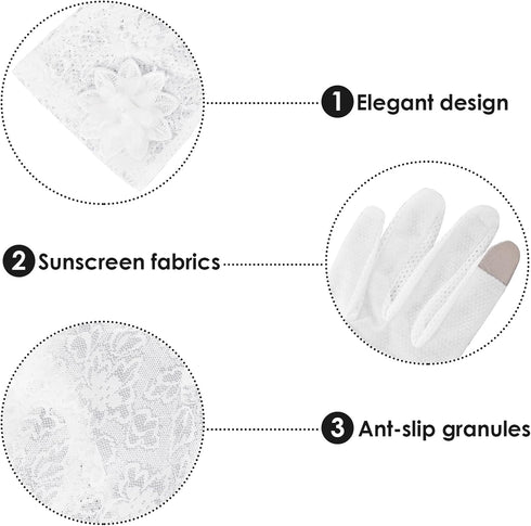Women Short Lace Gloves Ladies Lace Floral Gloves Tea Party Gloves Bridal Wedding Gloves for Opera Prom Halloween Cosplay...