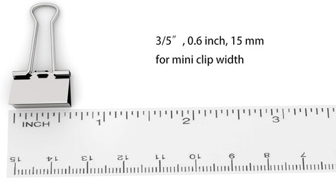 Silver Binder Clips Mini Metal Clamp 5/8-IN / 0.6-inch / 15-mm (Silver Mini 120-PCS)...