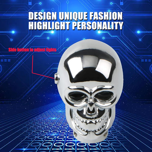 1 PC Car Modified Gear Shift Head, 1.68" x 2.67" Alloy Cool 3D Skull Shape Shift Knob with LED Light, Unique Personalized Accessories, Suitable fo...