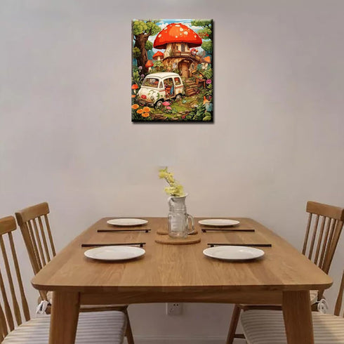 Tucocoo Magic Mushroom Paint by Numbers Forest House DIY Acrylic Painting Kit for Kids Adults Beginner DIY Acrylic Paint by Number Kits On Canvas ...