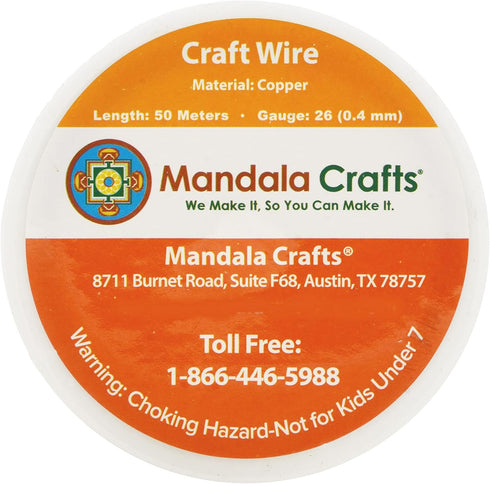 Mandala Crafts Copper Wire for Jewelry Making 26 Gauge, 55 Yards, Bare Copper...