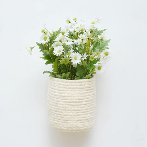 Small Storage Basket-Natural Cotton Rope Woven Baskets for Organizing Cute Basket for Home Decor,Bedside Bathroom Organization Bin (White with Lid...
