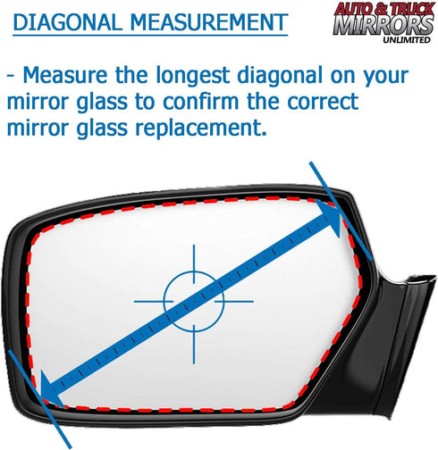 Mirror Glass + Full Size Adhesive Pad for 14-22 Jeep Cherokee, 18-22 Compass Passenger Side Replacement (2014 2015 2016 2017 2018 2019 2020 2021 2...