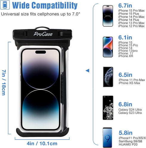 ProCase Waterproof Phone Pouch Case for snorkeling, Underwater Dry Bag for iPhone 15 14 13 Pro Max 12 11, Galaxy S24 S23 S2 Ultra Note Pixel Up to...