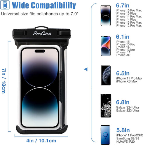 ProCase Waterproof Phone Pouch Case for snorkeling, Underwater Dry Bag for iPhone 15 14 13 Pro Max 12 11, Galaxy S24 S23 S2 Ultra Note Pixel Up to...
