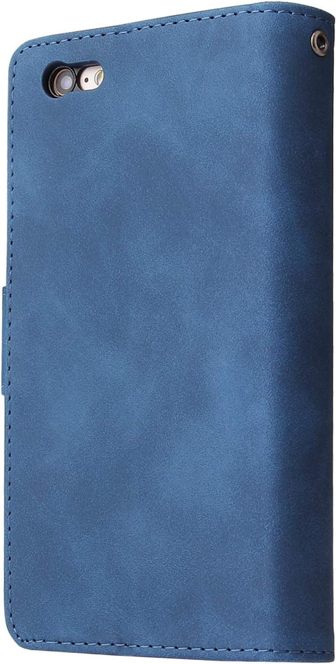 UEEBAI Wallet Case for iPhone 6/iPhone 6S, PU Leather Case Magnetic Closure Handbag Zipper Pocket Case Kickstand Card Slots with Hand Strap Marple...