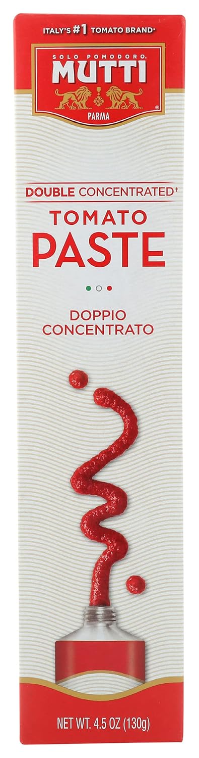 Mutti Double Concentrated Tomato Paste (Doppio Concentrato), 4.5 oz. Tube | 1 Pack | Italy’s #1 Brand of Tomatoes | Tube Tomato Paste | Vegan Frie...