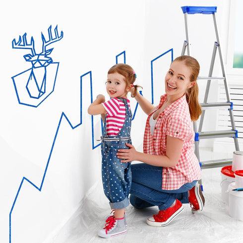 Blue Painters Tape, 1Inch x 50 Yards 4 Rolls Residue Free Wall Painting Tape, Blue Masking Tape for Multi-Surface, Produce Sharp Lines, Masking Ta...