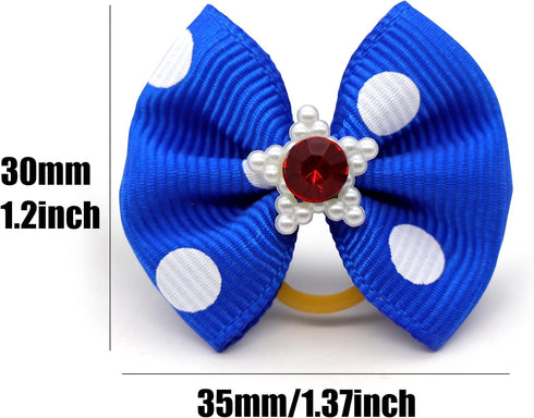 40PCS Christmas Dog Bows Cute Puppy Dog Small Bowknot Hair Bows with Rubber Bands Small Dog Hair Bowknot Pet Hair Accessories Pet Grooming Accesso...
