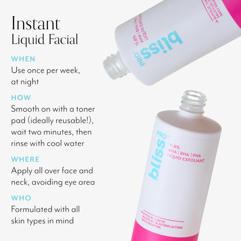 BlissPro™ Liquid Exfoliant - Daily Exfoliating Treatment with 11.8% AHA, BHA, PHA - 4 Fl Oz | Smooths Skin Texture, Reduces Pores & Fine Lines...